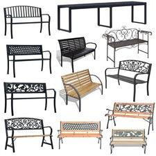 Gartenbank Sitzbank Parkbank 2/3-Sitzer Metall Holzbank Vintage Gartenmöbel