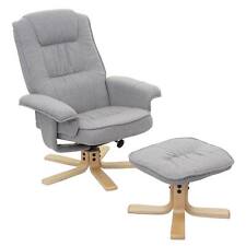 B-Ware Relaxsessel H56, Fernsehsessel TV-Sessel + Hocker, Stoff/Textil, hellgrau
