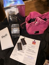 Dolce & Gabbana Armbanduhr Unisex Silber Schwarz Armreif Analog Quarz Edelstahl