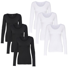 ONLY 3er Pack Damen Langarmshirt Live Love New Shirt Basic