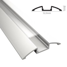 ALU-Profil | Leiste | Schiene "AUFBAU-Flach" weiß für Led Streifen + Abdeckung