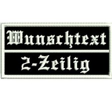 NAMENSSCHILD mit Wunschtext 2-ZEILIG Aufnäher Biker Patch Kutte (10 x 5,5 cm)