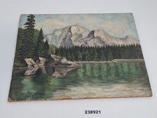 Bild Alpen See Demmler 1947 Hartfaser handgemalt Deko 32x24cm #238921