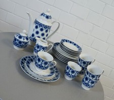 edles Winterling Kobalt Blau Kaffee Service 23 tlg. 6 Personen Goldrand 60er J.