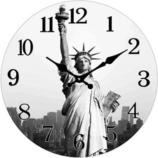 Glas Uhr Statue of Liberty 38 cm New York Freiheitsstatue Wanduhr Quarzuhr Retro