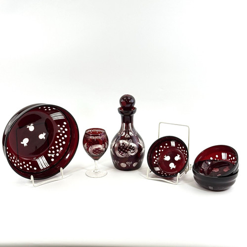 Rubinrot glas konvolut tlg - 6, |