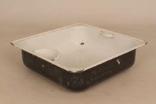 Waschbecken Email Wachschüssel Seifenhalter Waschtischschubber antik viereckig