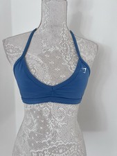 Gymshark Sport BH Gr. S Success Blue Minimal Sports Bra Neckholder Leichter Halt