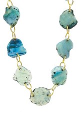 XXL blau Achat Scheiben Halskette Edelstein Collier Geschenk Unikat BAILYSBEADS®