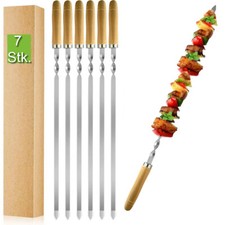 Edelstahl Spieße Grillspieße Schaschlikspieße Fleischspieße mit Holz griffen