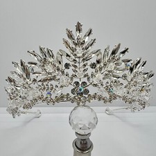 Tiara Kristallkrone Queen Diadem in Silber mit changierenden Strasssteinen