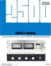 Bedienungsanleitung-Owner's Manual für McIntosh MC 2500 