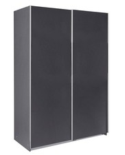 Schwebetürenschrank Bramfeld Kleiderschrank 135 cm graphit schwarzglas Eiche Art