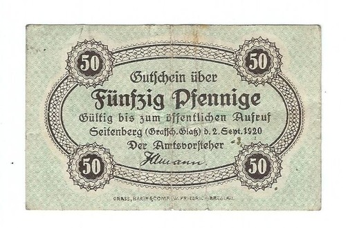 Notgeld seitenberg grafsch - notgeld, seitenberg-grafsch