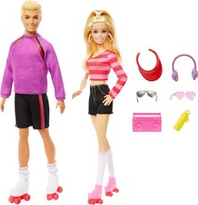 Barbie Fashionistas Set mit 2 Puppen und 6 Accessoires, Thema Rollschuhe, 65....