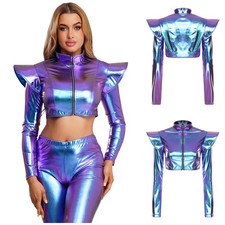 Damen Metallic Langarm T-Shirt