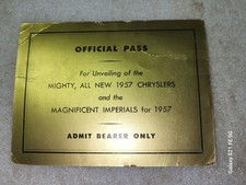 Vintage Official Pass 1957