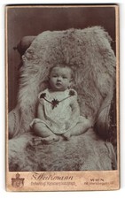 Fotografie S. Weitzmann, Wien, Calvarienberggasse 37, Kleinkind auf Sessel mit  