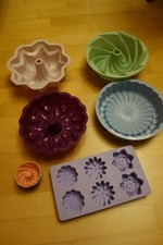 Konvolut Tchibo Silikonbackform Gugelhupf Mini Blüten Backform lila Gugelhupffor