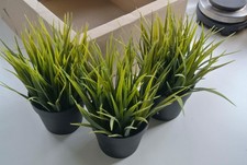 3x IKEA FEJKA Topfpflanze Gras, künstlich, drinnen/draußen, Kunstpflanze