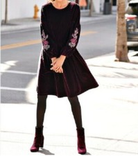 Pannesamtkleid Samtkleid Kleid Freizeitkleid Winterkleid pflaume 44 46