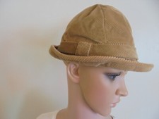 alter Damenhut , hellbraun Stoff, Cord,  50er jahre