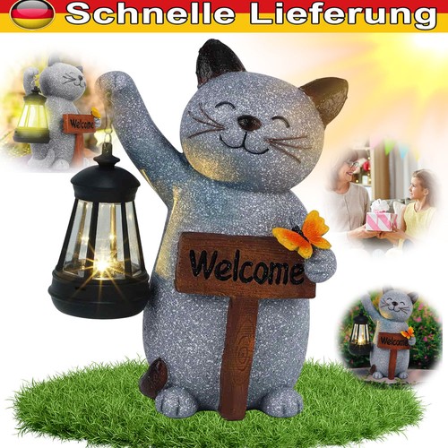 Katze deko mit - solar, laterne