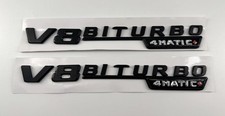 2X Schwarz MATT Mercedes Benz V8 Biturbo 4 Matic+ Emblem Logo Schriftzug Auto
