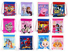 Kinder Jungen Mädchen Charakter Schule PE Schwimmschuh Sport Kordelzug Tasche Rucksack