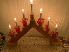 Robuster Holz Lichterbogen Schwibbogen Weihnachten 7Kerzen vintage