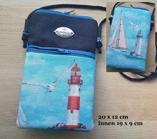 Handytasche Handyhülle zum Umhängen Handarbeit Handmade Maritim Leuchtturm