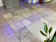 Teppich Wohnzimmer Patchwork 300x200 - Farbe Blau/Grau