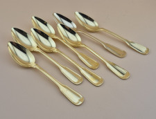 WMF 7 Teelöffel  Augsburger FADEN Vergoldet Note 4 - ca. 13,3 Cm