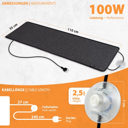 Heizmatte heizteppich 35x110cm - heizmatte,
