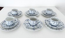 Kalk Eisenberg 6 x Gedecke Antik Tasse Untertasse Teller Indisch Blau Strohblume