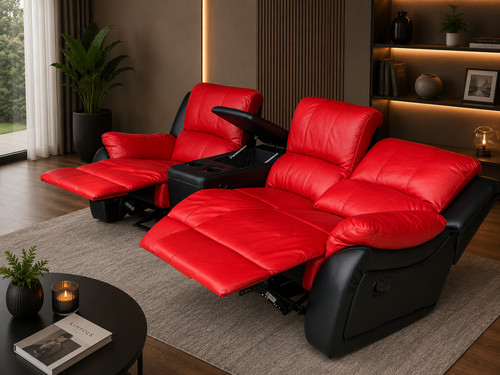 Kinosofa sitzer leder - 3-sitzer, mit
