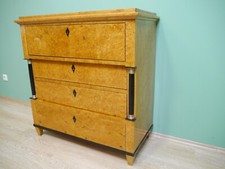 Biedermeier Kommode Sekretär Birke Wurzelholz Säulen 1820 frisch restauriert