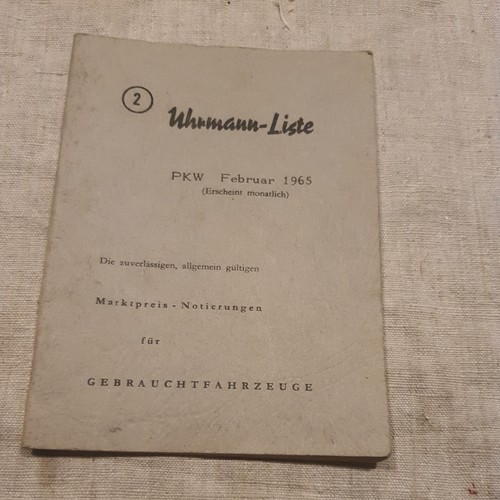 Uhrmann liste pkw 1965 - liste,