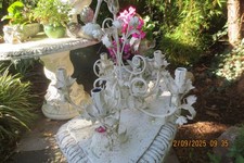 Florentiner Lampe Deckenlampe Hans Kögl weiß Metall Porzellan Blüten 5 Glühbirne