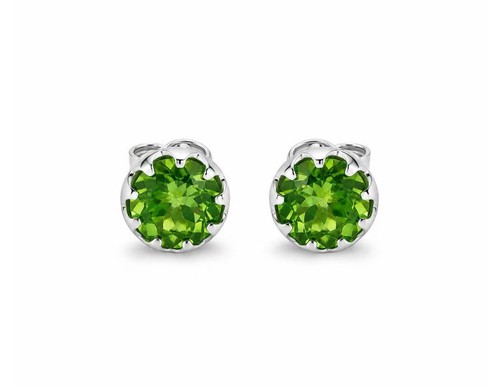 Peridot ohrstecker rund silber - rund,