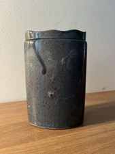Mittelgroße Raku Keramik Vase Blau Handgemacht Unikum Blau Top