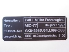 Typenschild anhänger maschine - anhÄnger,