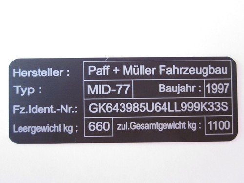 Typenschild anhänger maschine - typenschild,
