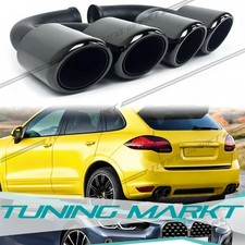 Schwarz Endrohre Auspuffblenden für Porsche Cayenne 92A Kurze Rohre 2010-2014