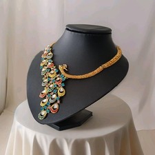 Statement Kette" Pfau"Strass Bunt  Modeschmuck