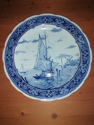 Wandteller delfter blau flach - blau,