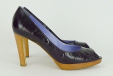 vintage sergio rossi high heel PUMPS peep toes aalleder lila gr. 37,5