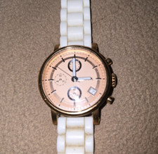 Fossil® Damenuhr * goldfarben * Silikonarmband in weiß * NEUWERTIG * Geschenk