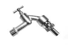 Auslaufventil, Auslaufhahn, Zapfhahn 1/2" mit Rohrbelüfter matt-verchromt DVGW