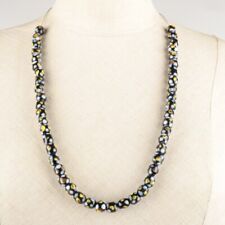 Collier Halskette Perlen Kette Glasperlen schwarz bunt Punkte 66 cm Vintage 